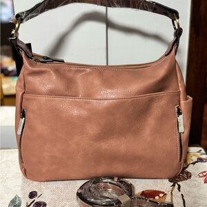 Chic Leather Shoulder Bag in Blush